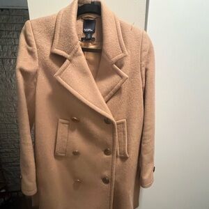 Tommy Hilfiger Tan Pea Coat with Gold Buttons